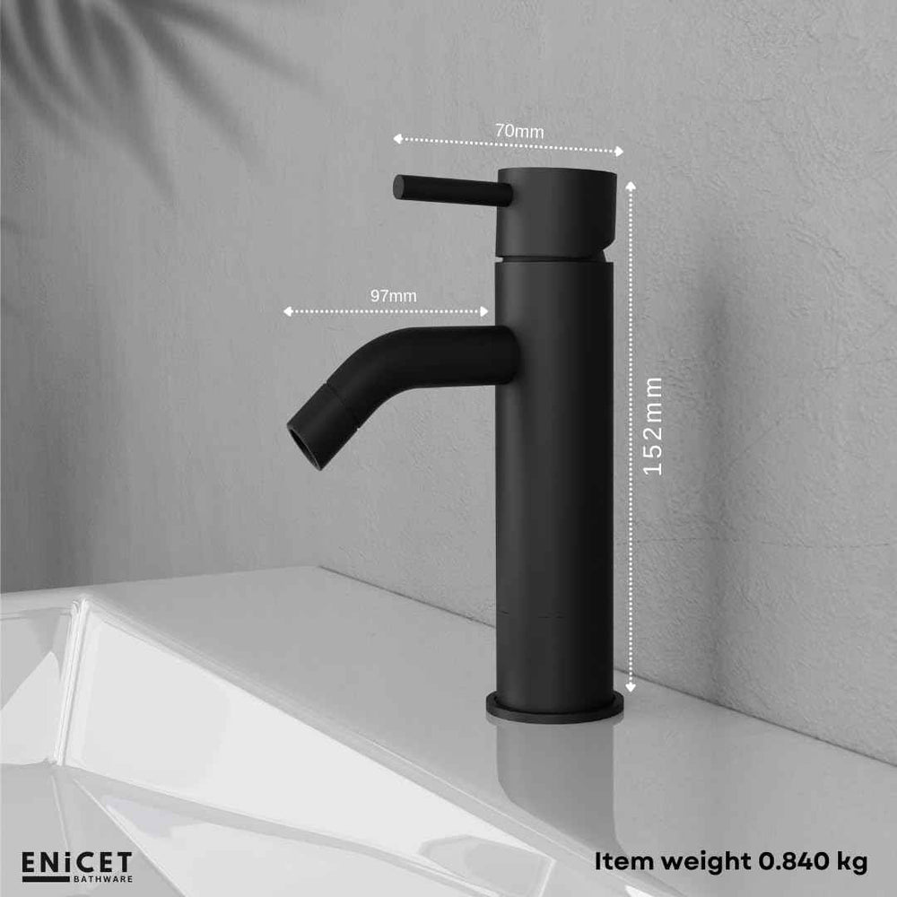 Brass Single Lever Basin Mixer - ENICET 6 Inch Black Basin Tap