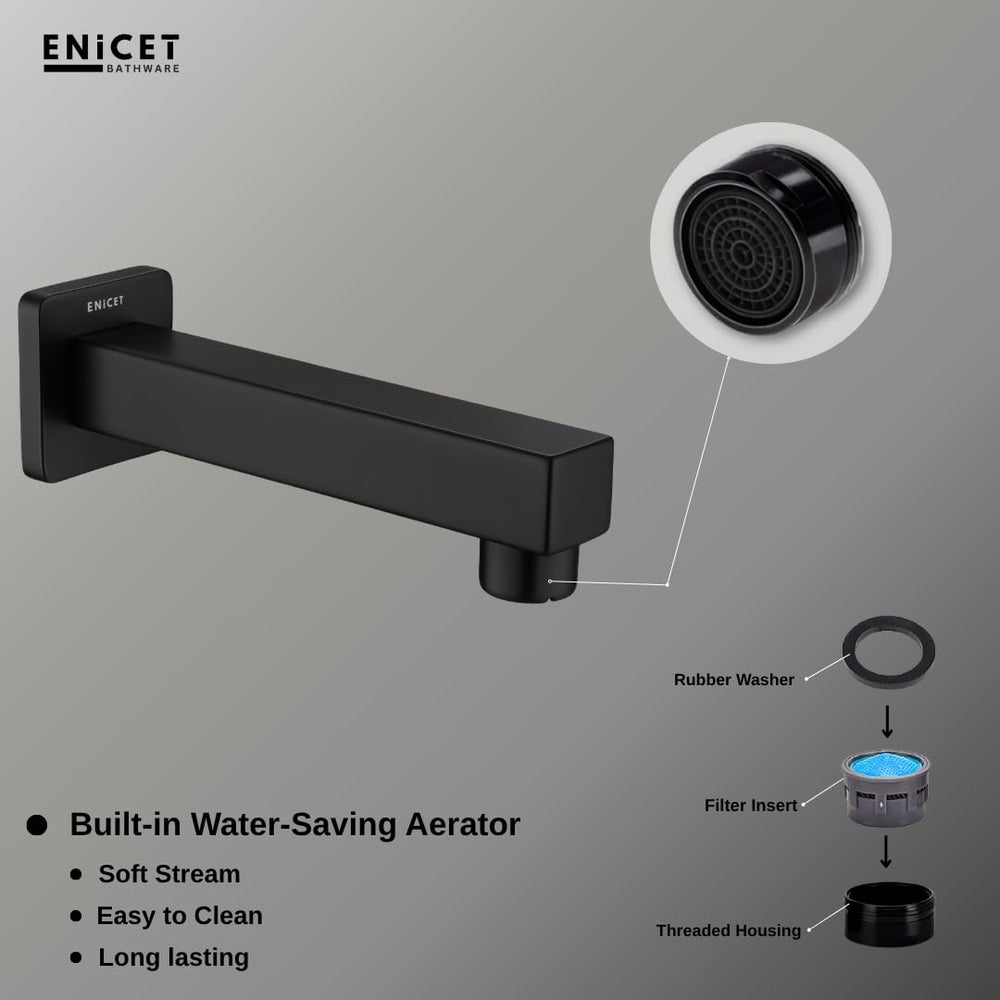 Black Bath Tub Spout - ENICET SS-304 Wall Mounted Spout - Enicet Bathware