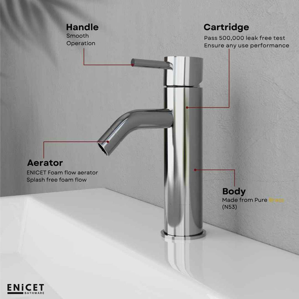 Brass Basin Mixer Tap - ENICET Chrome Single Lever Faucet