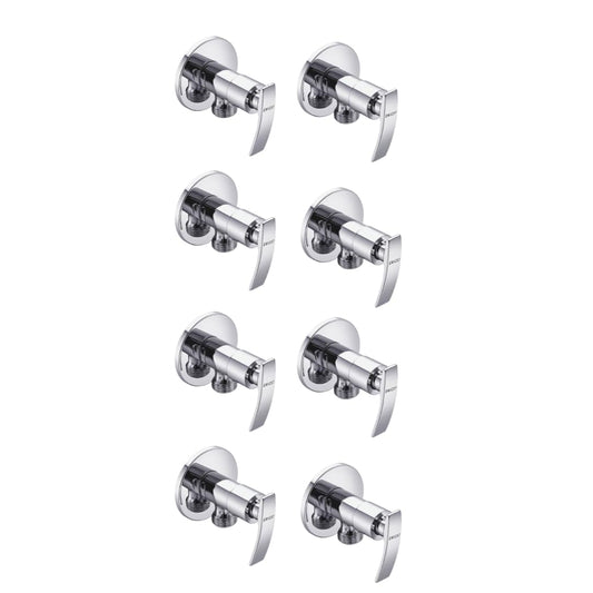 ENICET Brass Angle Valve with Wall Flange, Angle Wall for Bathroom and wash Basin (PACK OF 8)