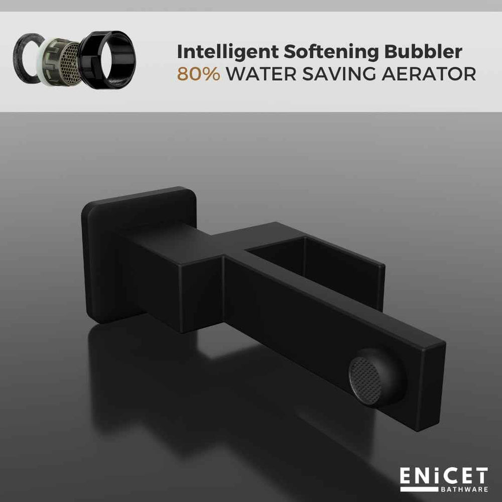 Black Wall Mounted Bathroom Tap - ENICET Brass Extra Long Bib Cock