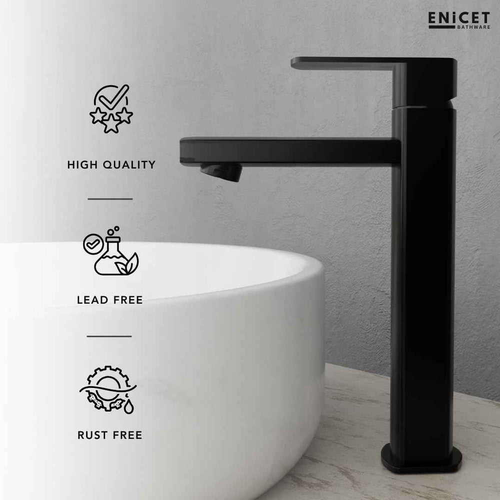 Black Basin Mixer Tap - ENICET 12 Inch Brass Single Lever