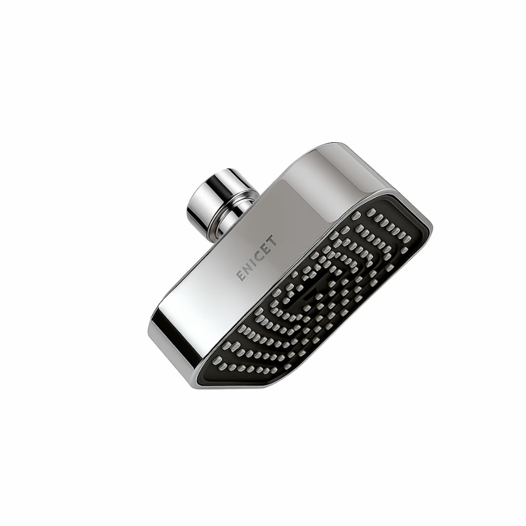 ENICET ABS Shower Head For Bathroom, 4 Inch Overhead Rain Shower, Soft Easy To Clean Rubber Nozzles, Without Arm, High Pressure Round Sawar, 1 Year Warranty (4 INCH SQUARE BLACk)