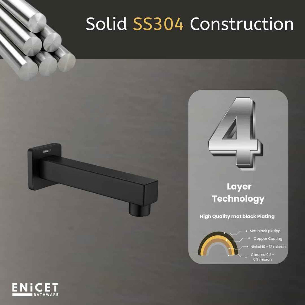 Black Bath Tub Spout - ENICET SS-304 Wall Mounted Spout
