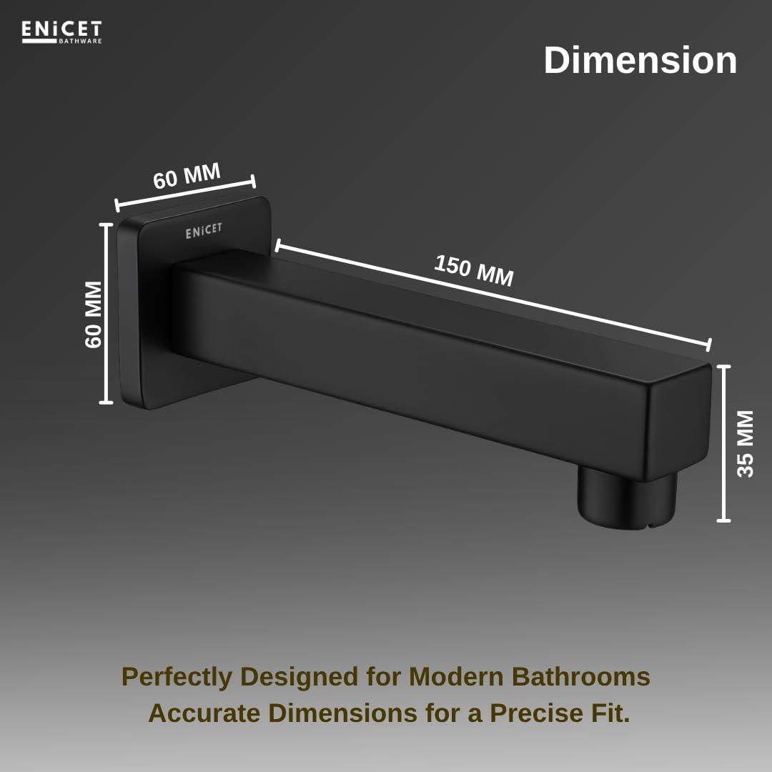 ENICET Stainless Steel Spout with Wall Flange, Bath Tub Spout for Bathroom, Diverter Tap for Bathroom,Made Black Foam Flow, SS-304