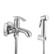 ENICET 2 in 1 Bib Cock with Health Faucet,Brass , 1 Meter Hose & Stand, Two Way Tap for Bathroom with Health Faucet Jet Spray
