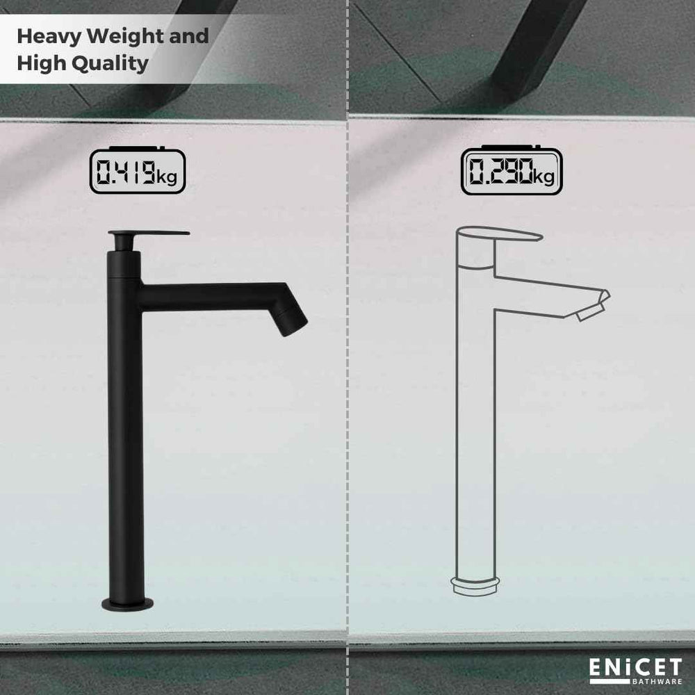 High Neck Pillar Tap - ENICET 12 Inch SS-304 Chrome Basin Tap