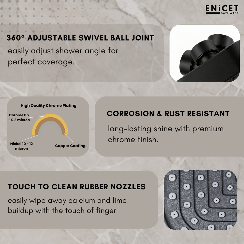 Matte Black Full Shower Set - ENICET Premium Brass Wall Mixer - Enicet Bathware