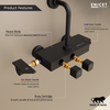 Wall Mixer with Shower Storage - ENICET Matte Black Piano Set - Enicet Bathware