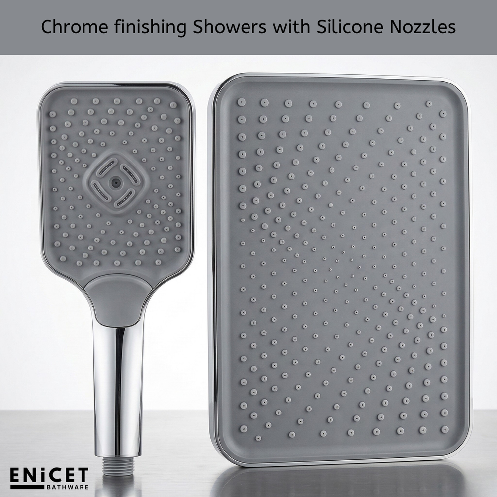 High Flow Shower Diverter Set with 12-Inch Rain Shower, Hand Shower & Spout | Chrome Finish Single Lever Concealed Bathroom Mixer Tap | Heavy-Duty N53 Grade Shower System - Enicet Bathware