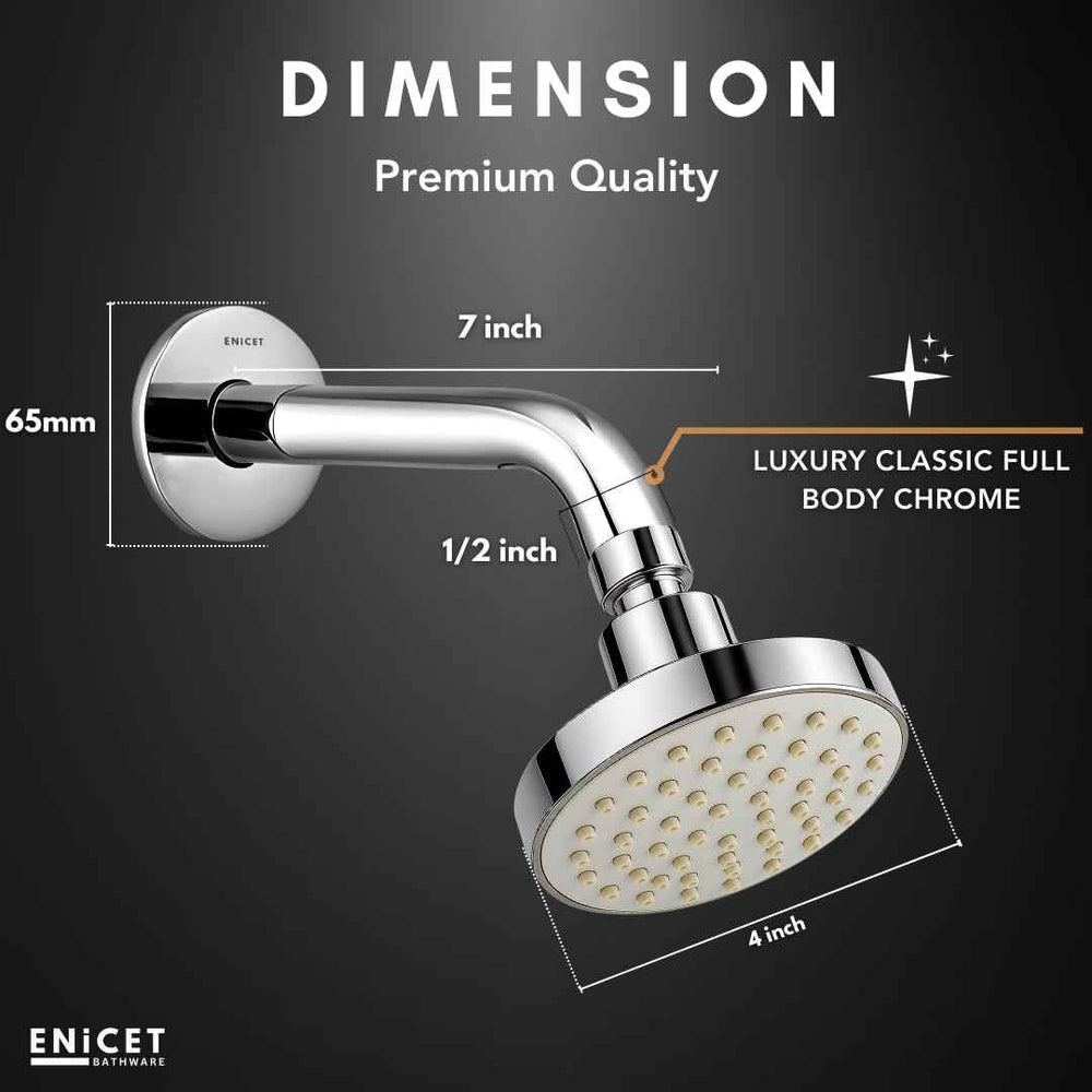 Round Rain Shower Head - ENICET 4 Inch Silver ABS Overhead Shower