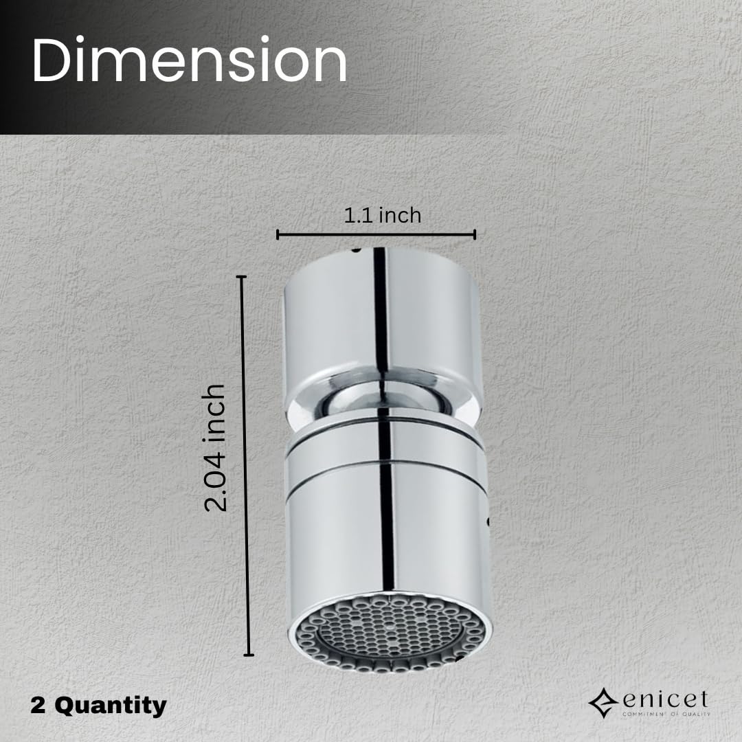 ENICET Tap Extension for Kitchen Sink, Dual Flow, Set of 2, Stainless Steel, 360 Degree Rotating, Smooth Foam Flow, Compatible for Male & Female Threads, Kitchen Tap Aerator Attachment (AEA10502)