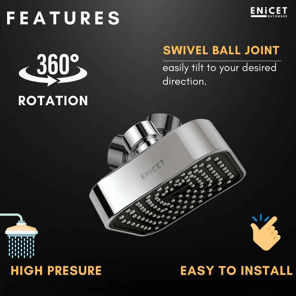 Black Overhead Rain Shower - ENICET 4 Inch Square ABS Head