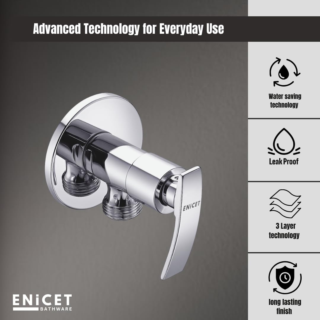 ENICET Brass Angle Valve with Wall Flange, Angle Wall for Bathroom and wash Basin