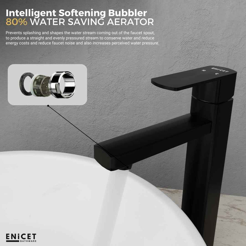 Black Basin Mixer Tap - ENICET 12 Inch Brass Single Lever