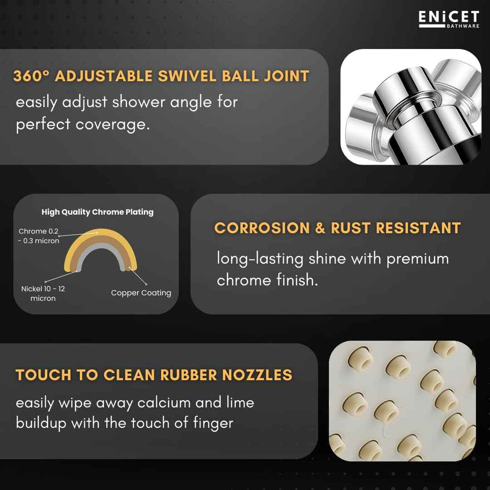 Round Rain Shower Head - ENICET 4 Inch Silver ABS Overhead Shower