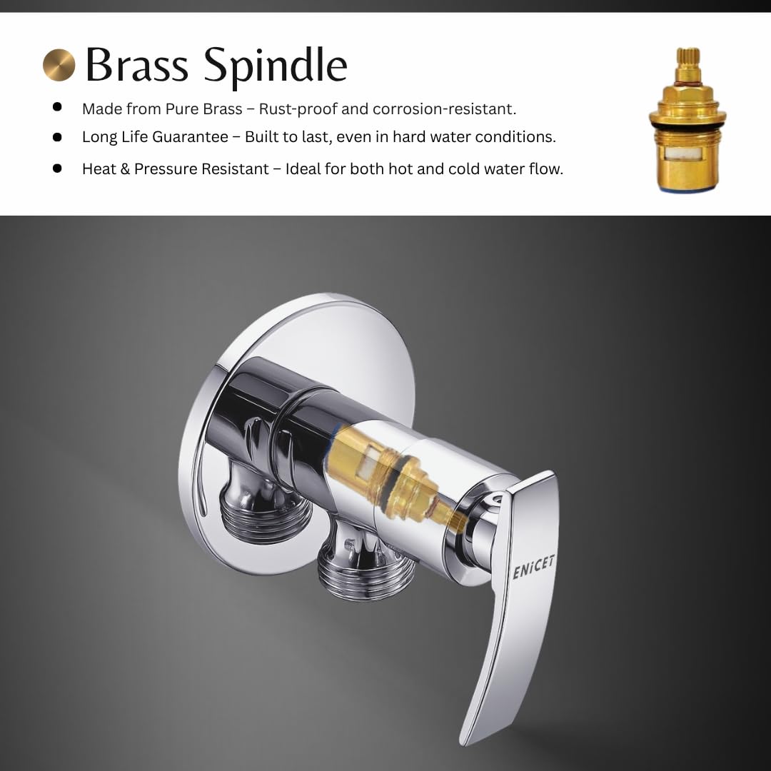 ENICET Brass Angle Valve with Wall Flange, Angle Wall for Bathroom and wash Basin (PACK OF 2)