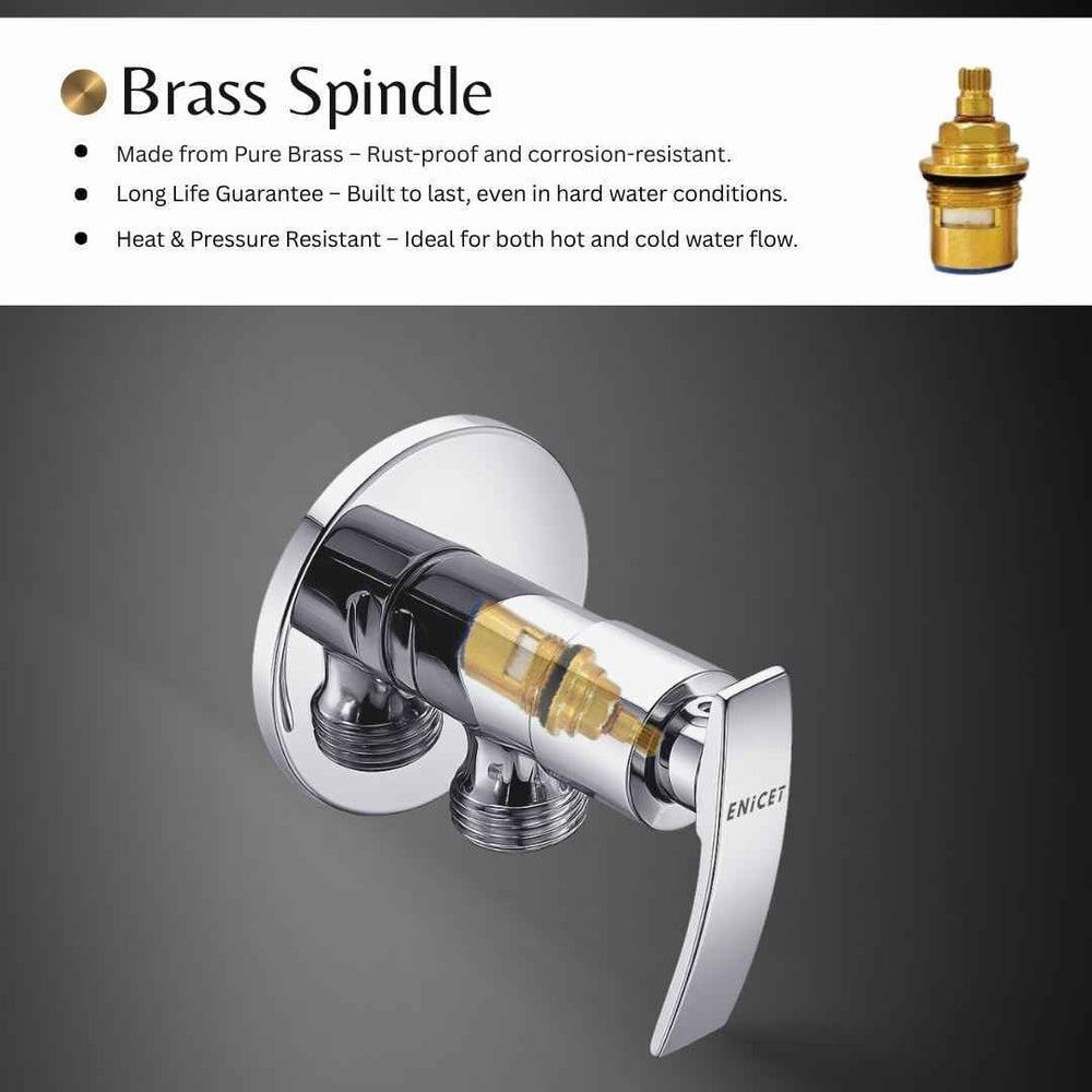 Brass Angle Valve with Flange - ENICET Pack of 8 for Bathroom