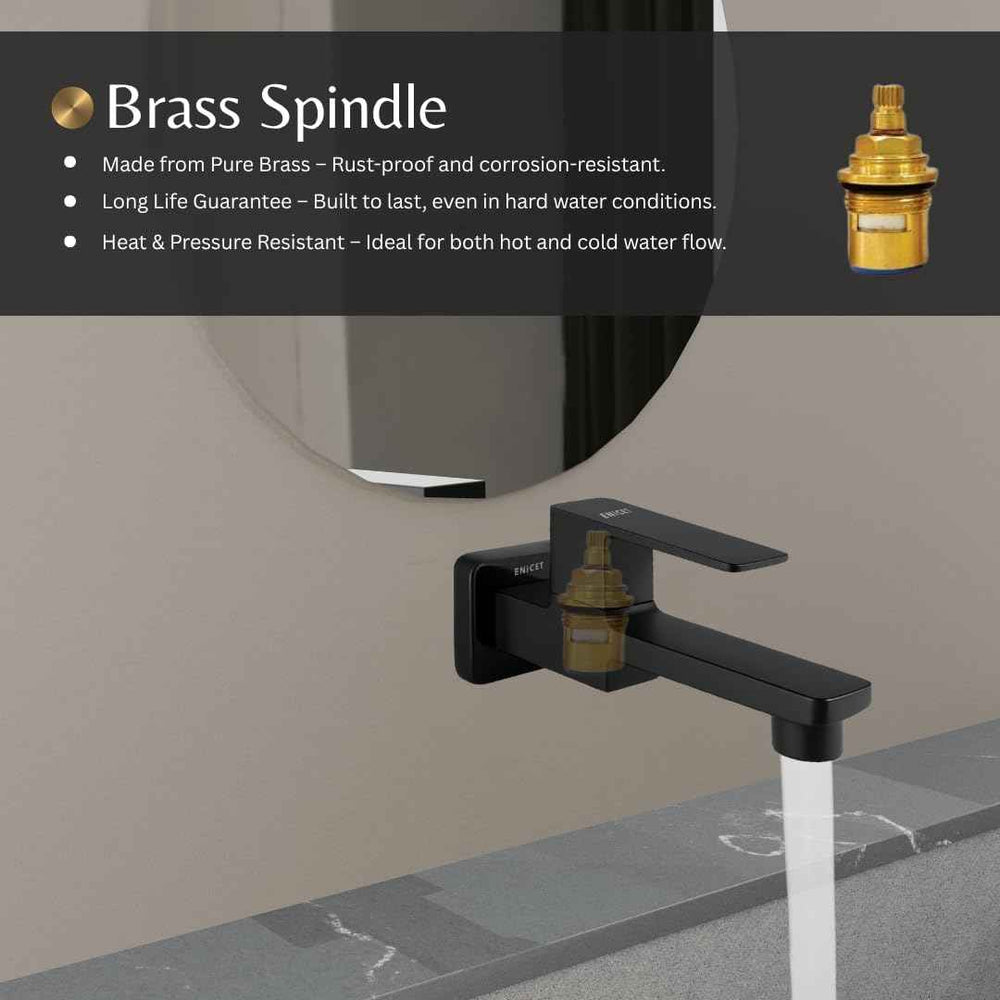 Black Brass Tap for Bathroom - ENICET Long Body Bib Cock