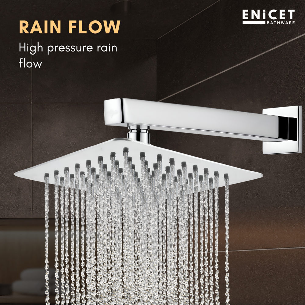 Ultra Slim Rain Shower - ENICET 6x6 Stainless Steel Shower Head - Enicet Bathware