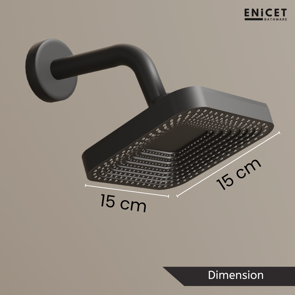 ABS OVERHEAD SHOWER SQURE SAFARI -6X6 SET MATTE BLACK - Enicet Bathware