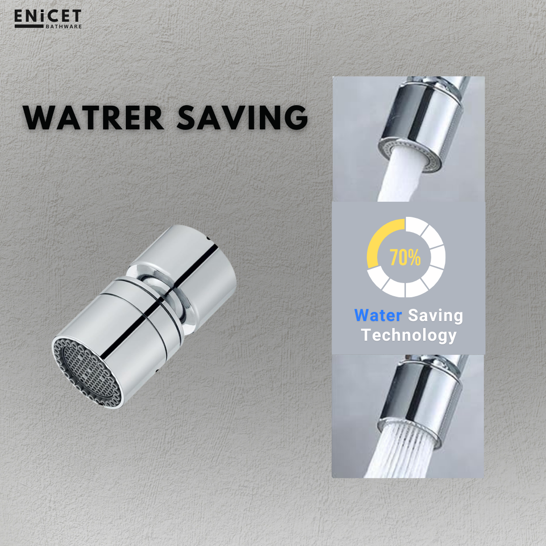 ENICET Tap Extension for Kitchen Sink, Dual Flow, Stainless Steel, 360 Degree Rotating, Smooth Foam Flow, Compatible for Male & Female Threads, Kitchen Tap Aerator Attachment (AEA10501)