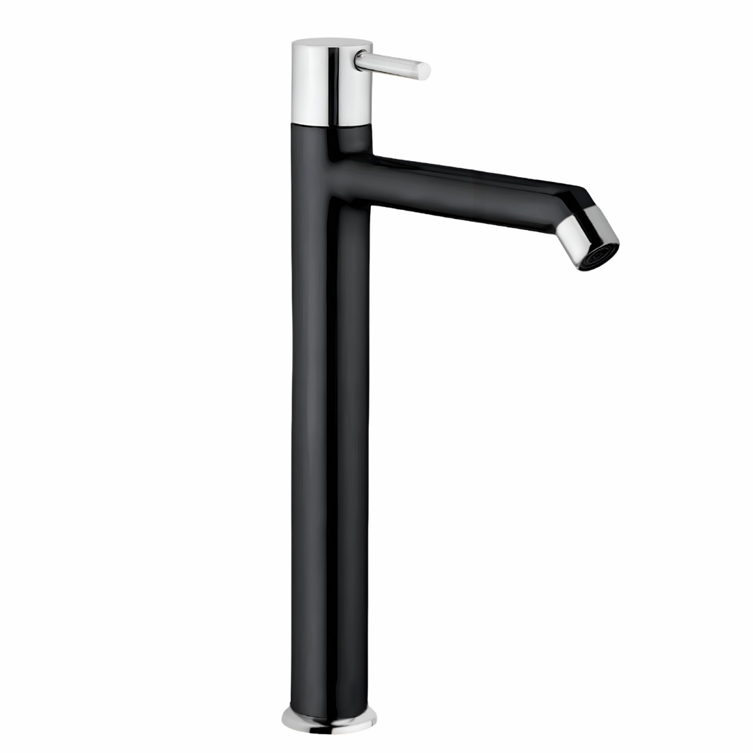 Brass Pillar Cock, Matte Black Body, 12 Inch Tall Extended Body, 7 Years Warranty, Wash Basin tap for Bathroom, Kitchen Sink Pillar Tap