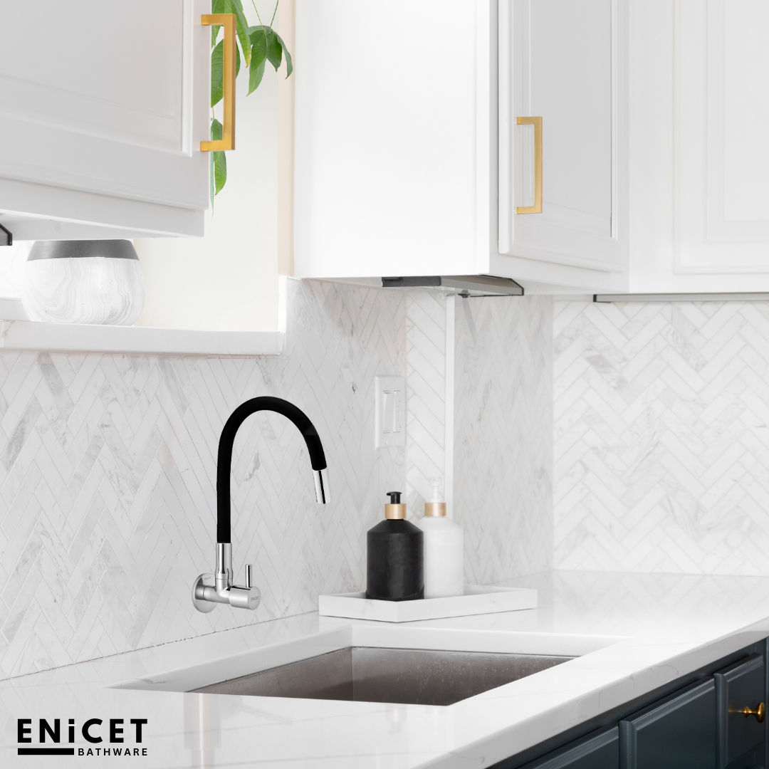 Enicet Sink Faucet with Flexible Spout, 360 Rotating Swivel Swinging Spout, Brass Build, Silicon Coated, Kitchen Sink Tap, Tap for Kitchen Sink, Wash Basin Tap