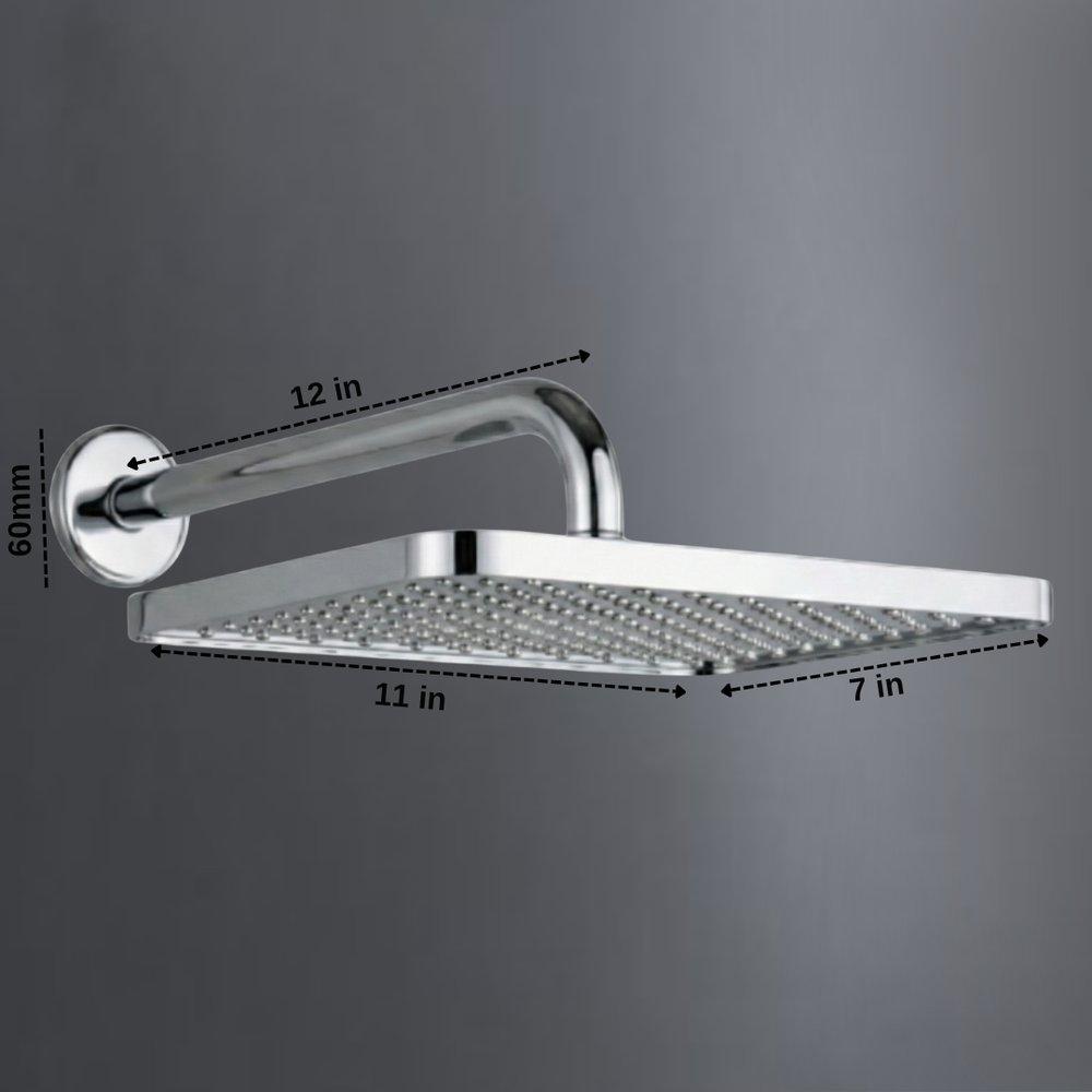 ABS OVERHEAD SHOWER SQURE GALLANT -7X11 WITH SET - Enicet Bathware