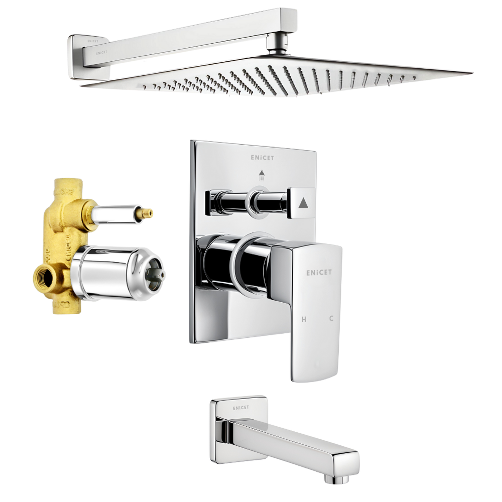 High Flow Diverter Set - ENICET 12-Inch Overhead Shower System - Enicet Bathware