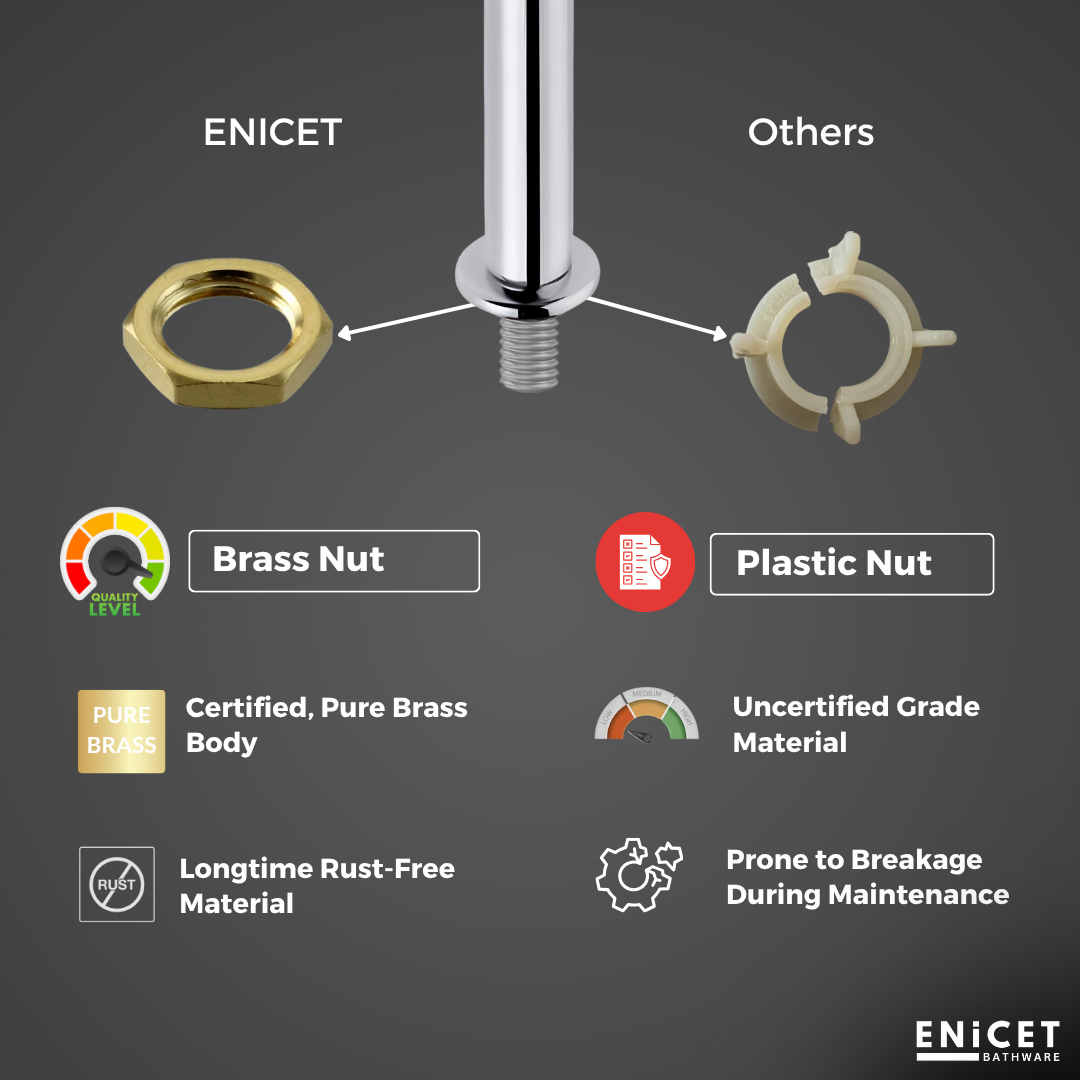 ENICET  Pillar Cock for Bathroom, 12 Inch Tall Extended Body, Chrome Finish, Table Top Wash Basin Water Tap for Bathroom, Kitchen Sink Tap