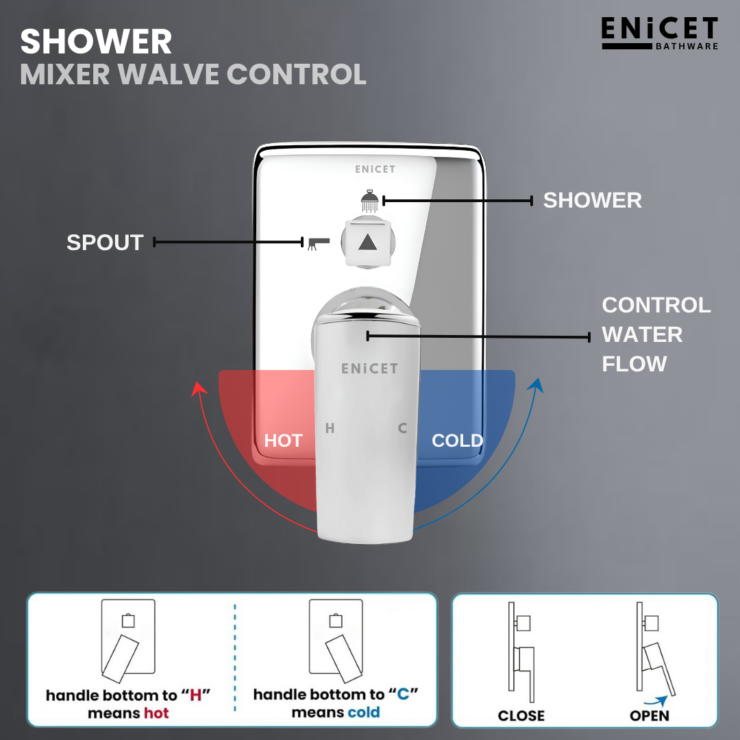 Enicet rust-resistant High Flow Diverter Set With 12 Inch Overhead Shower, Chrome Finish, Bathroom Shower Set, Shower System, Hot And Cold Water Mixer Tap