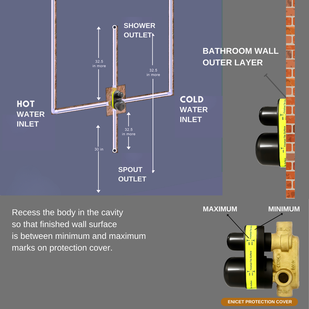 Brass High Flow Diverter Set - ENICET Chrome Shower System - Enicet Bathware