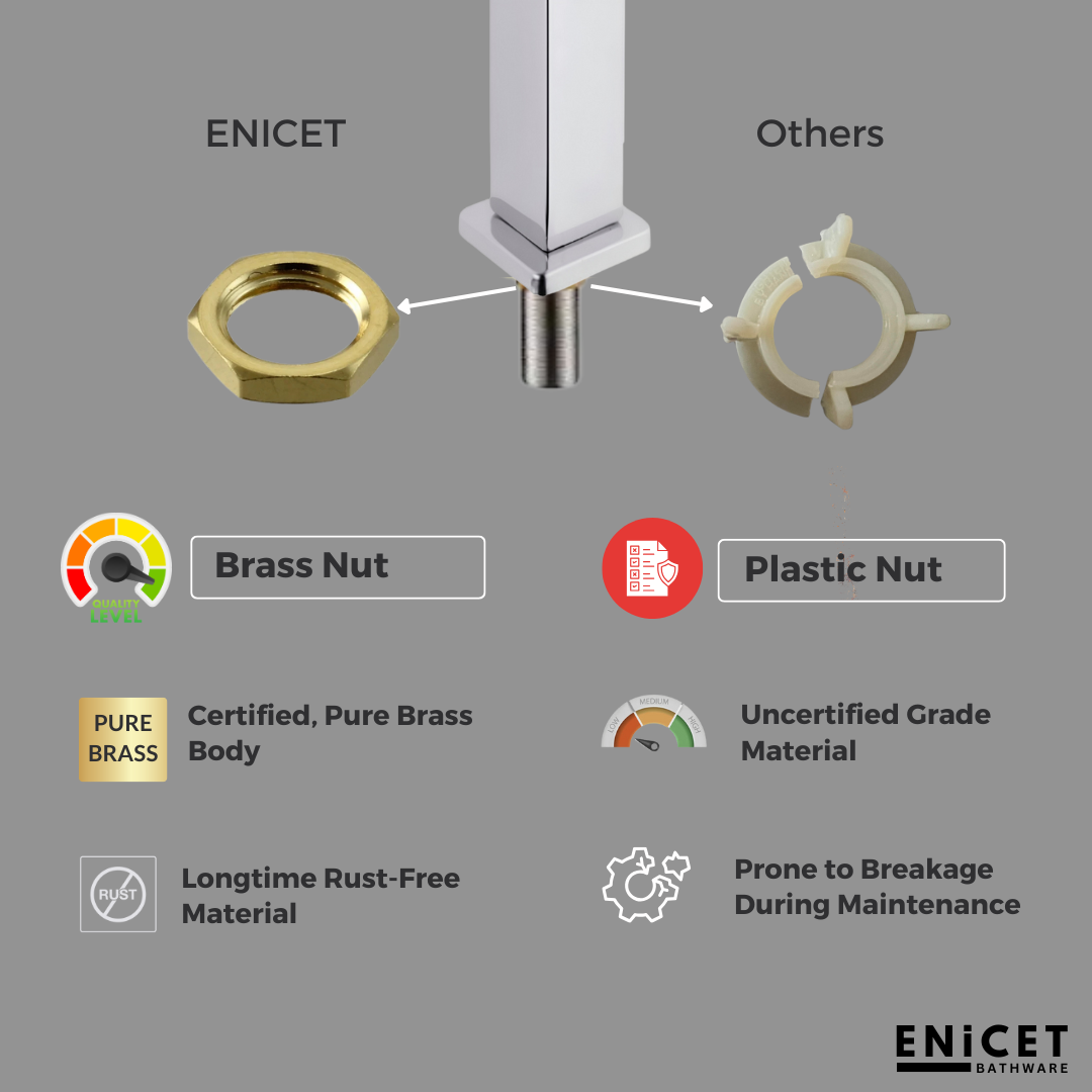 ENICET Pillar Cock for Bathroom Basin, Stainless Steel-304, 7 Years Warranty, Chrome Finish, Bathroom Table Top Wash Basin Tap, Deck Mount Pillar Tap