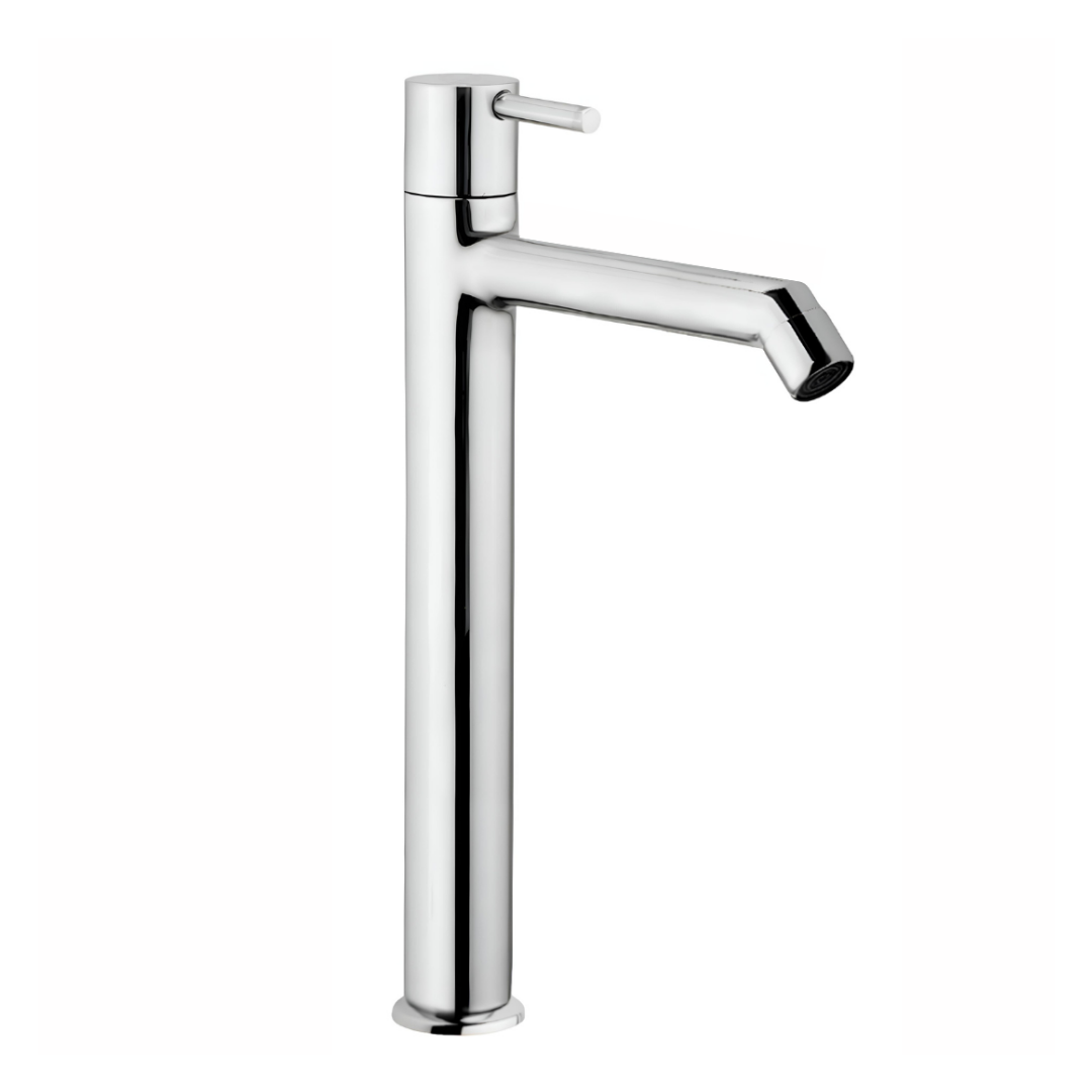 ENICET  Pillar Cock for Bathroom, 12 Inch Tall Extended Body, Chrome Finish, Table Top Wash Basin Water Tap for Bathroom, Kitchen Sink Tap