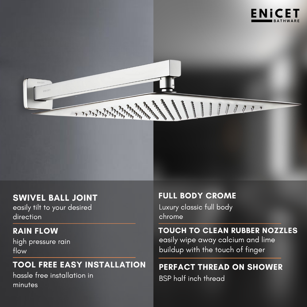 High Flow Diverter Set - ENICET 12-Inch Overhead Shower System - Enicet Bathware