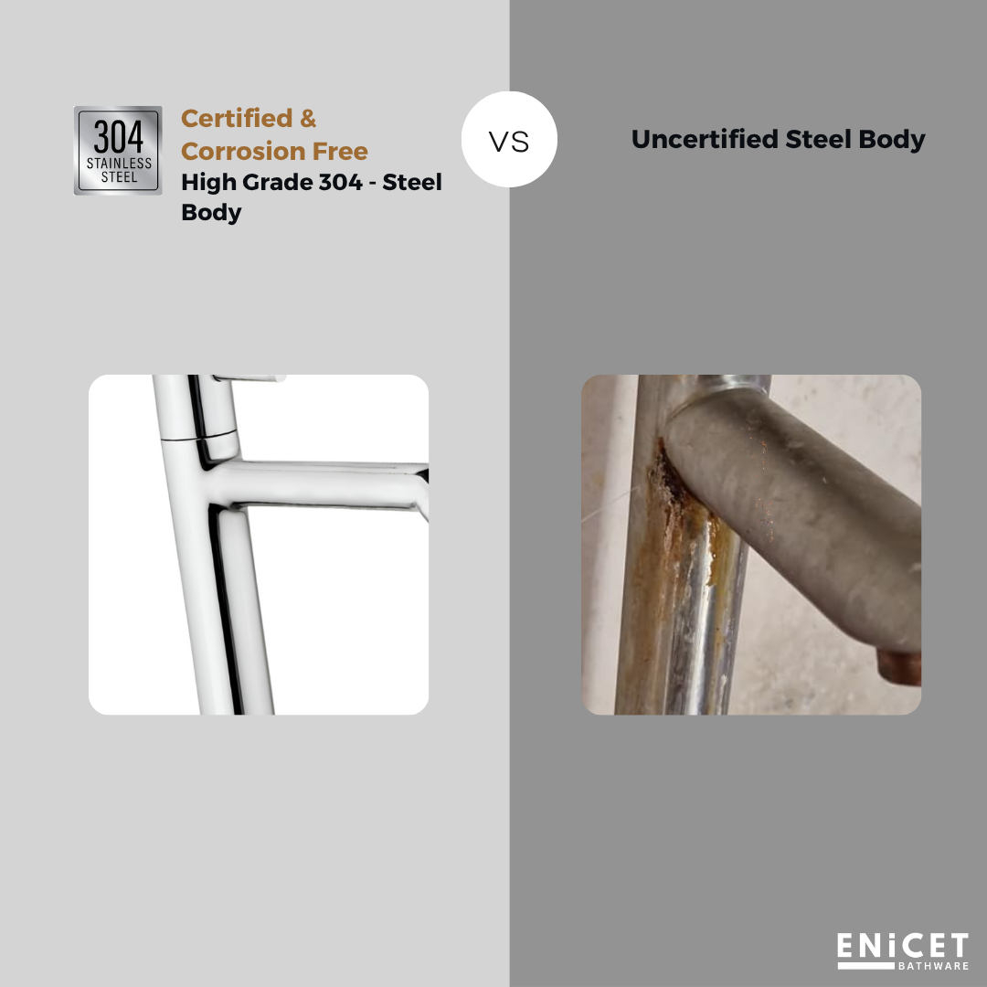 ENICET  Pillar Cock for Bathroom, 12 Inch Tall Extended Body, Chrome Finish, Table Top Wash Basin Water Tap for Bathroom, Kitchen Sink Tap