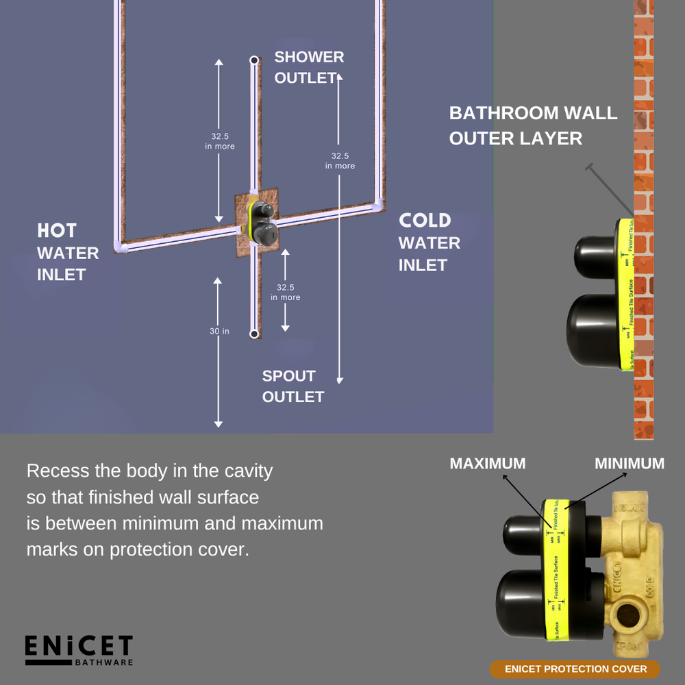 Enicet High Flow Single Lever Diverter, rust-resistant, With Upper Parts Set, Chrome Finish, Leak Proof, Bathroom Shower System, Concealed Body And Exposed Parts, Bathroom Mixer Tap - Enicet Bathware