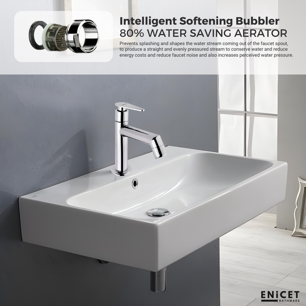 Stainless Steel Pillar Cock - ENICET Chrome Finish Basin Tap - Enicet Bathware