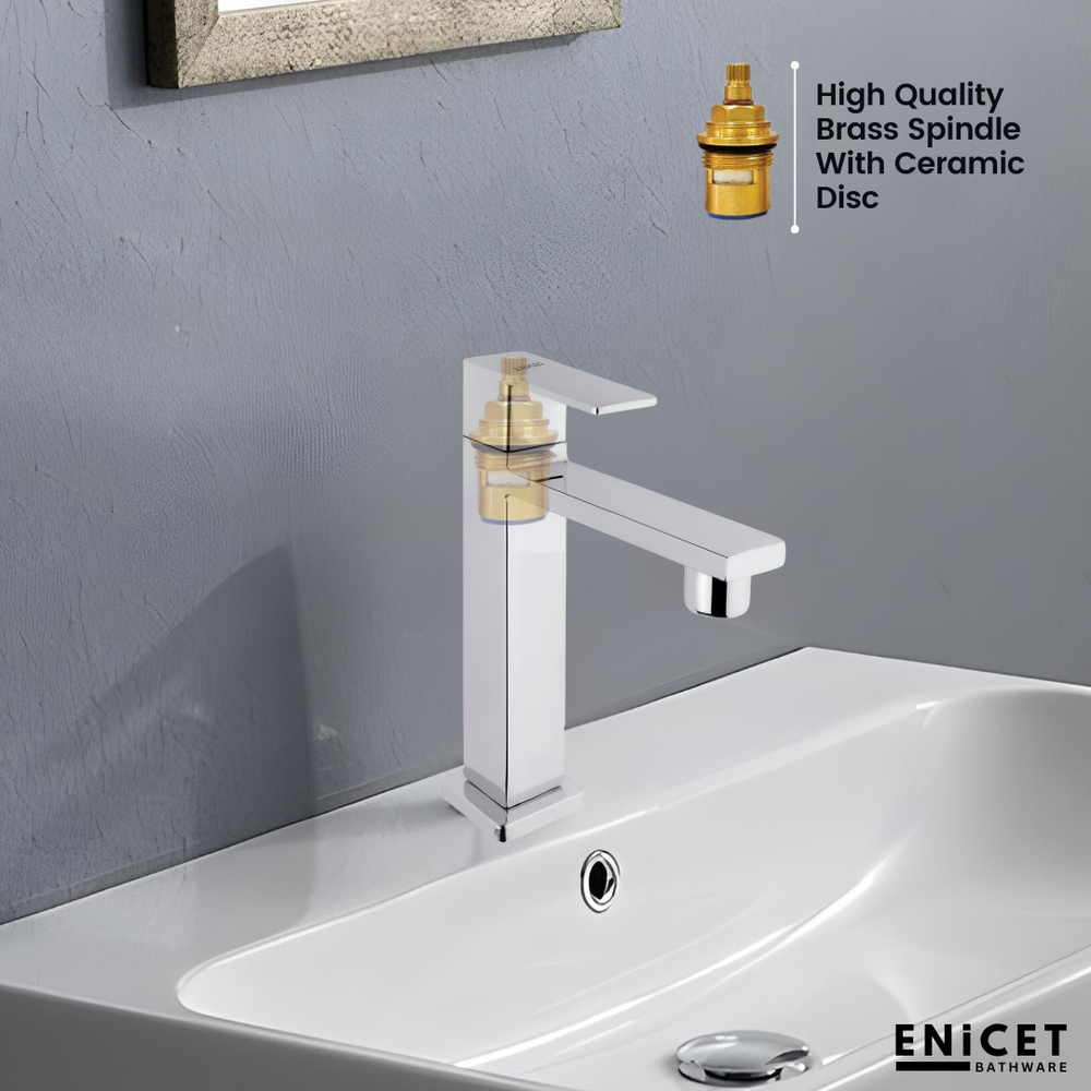 Stainless Steel Pillar Cock - ENICET SS-304 Chrome Basin Tap - Enicet Bathware