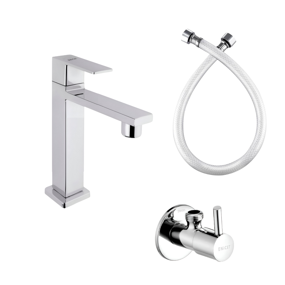 Basin Tap Set With Angle Cock - ENICET 6 inch Pillar Cock Set - Enicet Bathware