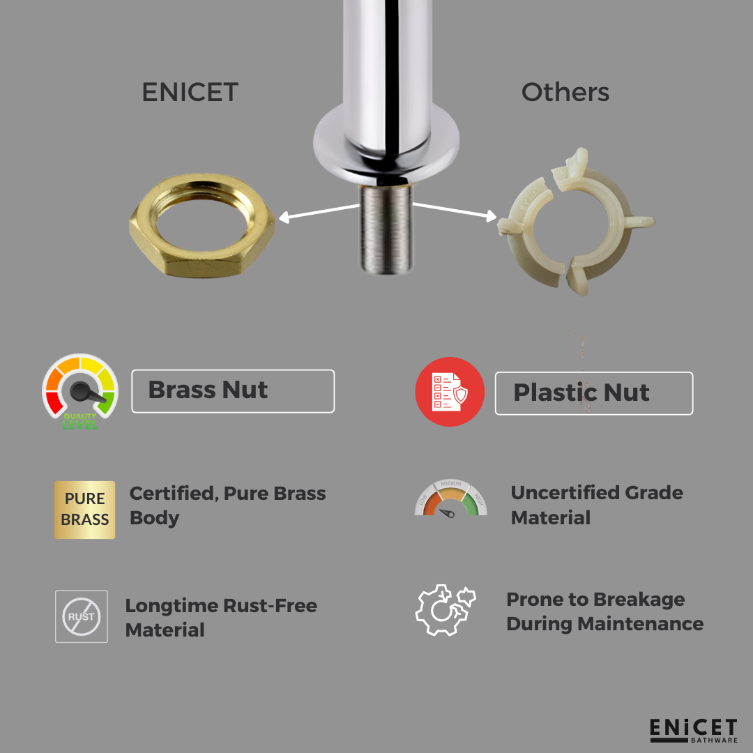 ENICET Pillar Cock for Bathroom Basin, Stainless Steel-304, 7 Years Warranty, Chrome Finish, Bathroom Table Top Wash Basin Tap, Deck Mount Pillar Tap