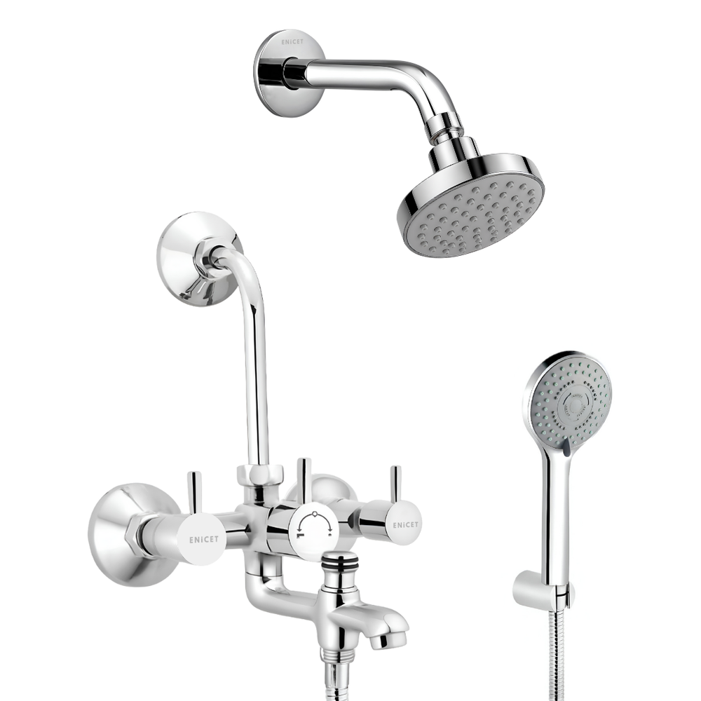 3 in 1 Wall Mixer - ENICET Brass Shower Set with Hand Shower - Enicet Bathware