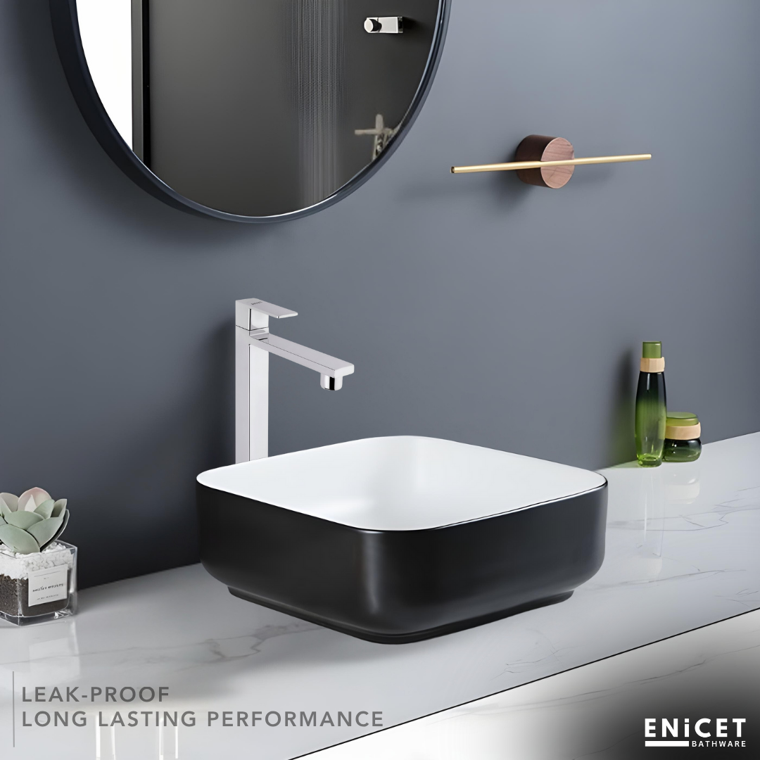 ENICET High Neck Pillar Cock, Chrome Finish, 12 inch Tall Extended Body, Foam Flow, Wash Basin Pillar Tap, Sink Tap for Kitchen and Bathroom