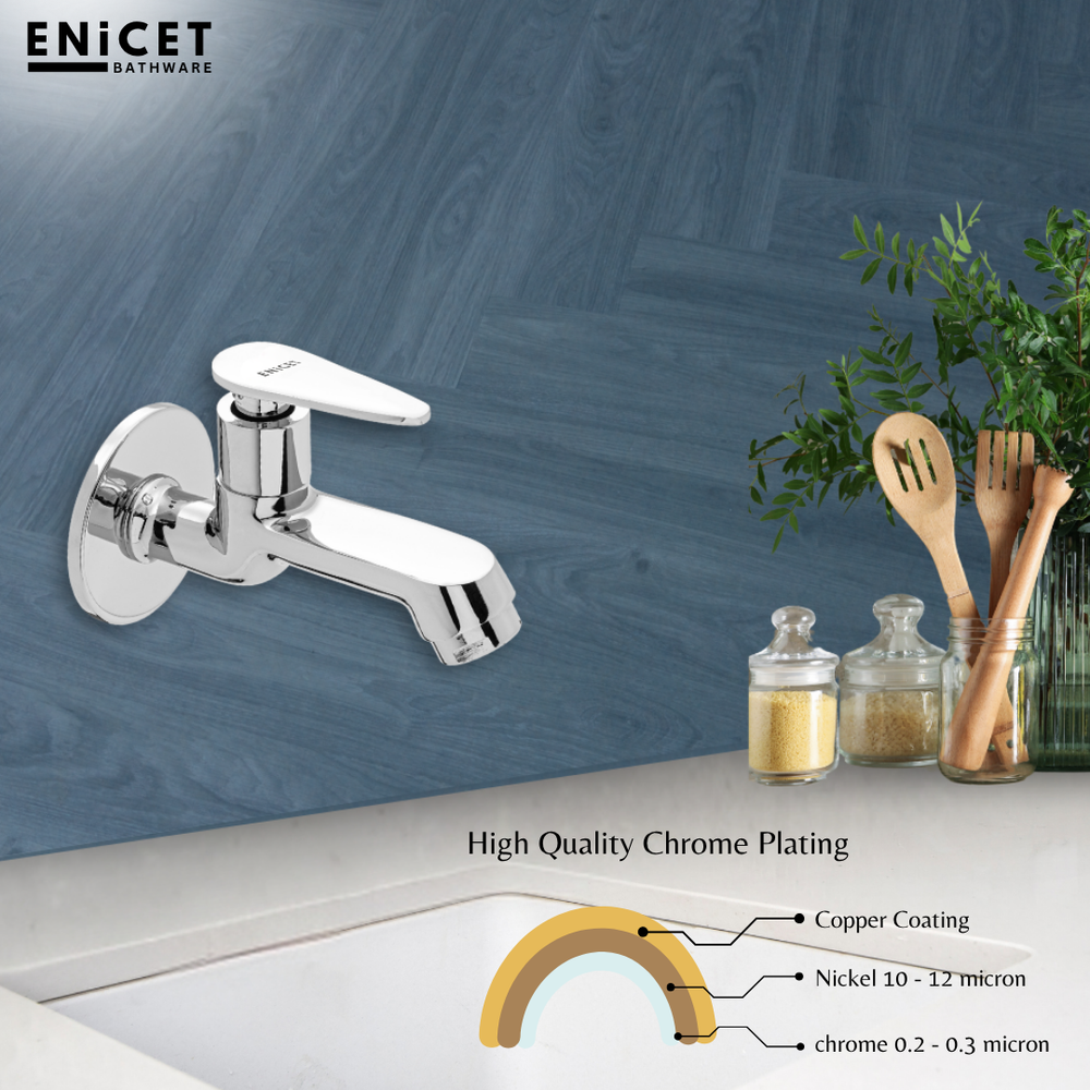 Short Body Bib Cock - ENICET Brass Tap Chrome Finish - Enicet Bathware