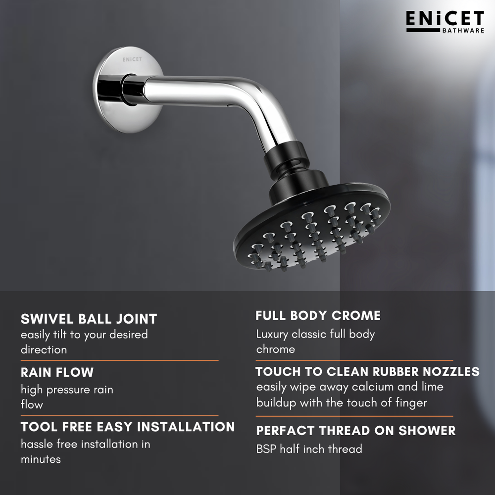 Enicet rust-resistant High Flow Diverter Full Set, With Spout, Overhead Shower & Hand Shower, Chrome Plated, Rain FLow Shower, 3 Flow Hand Shower, Bathroom Shower System, Bathroom Mixer Tap - Enicet Bathware