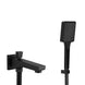 Matte Black Brass Wall Mounted Bath Spout with Hand Shower Set – Modern Square Design with Flexible Hose & Wall Bracket