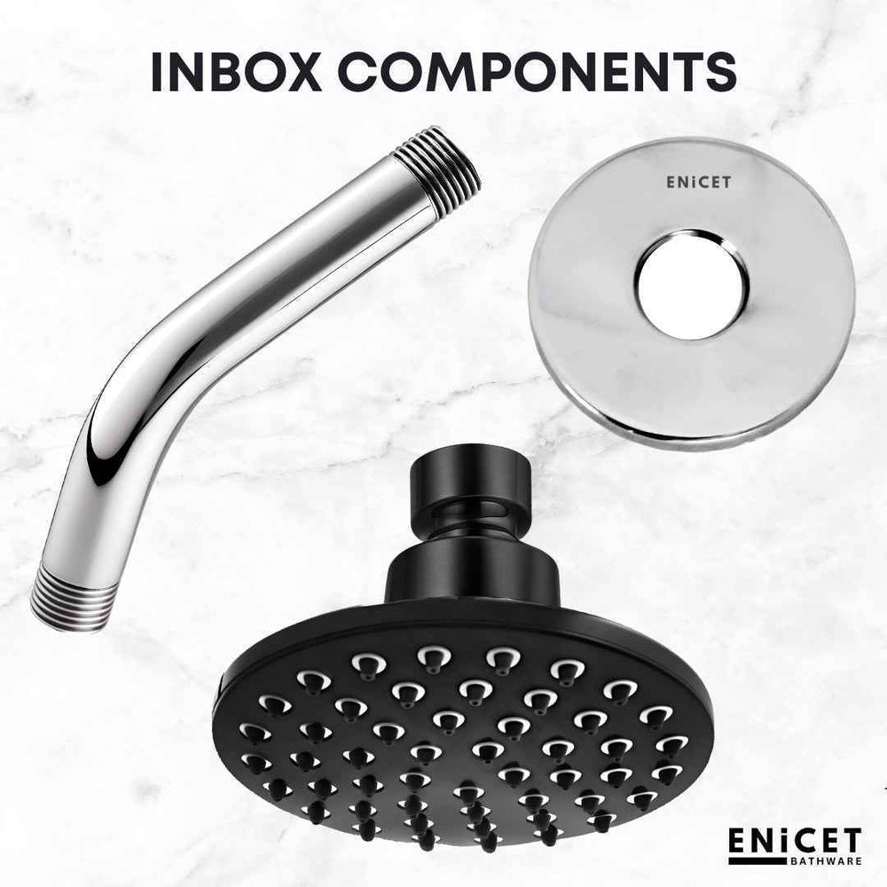 Overhead Rain Shower with Arm - ENICET 4-Inch Round Black Shower