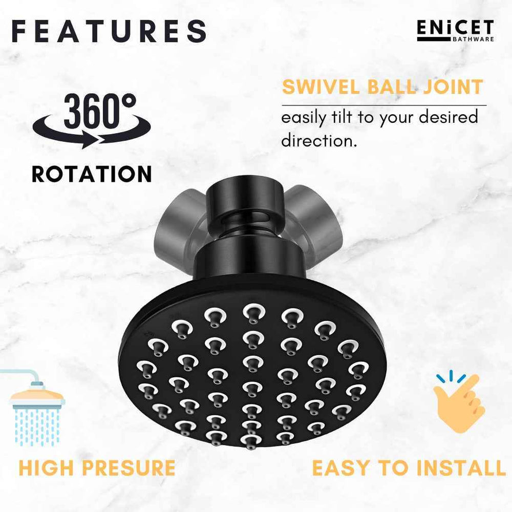 Overhead Rain Shower with Arm - ENICET 4-Inch Round Black Shower