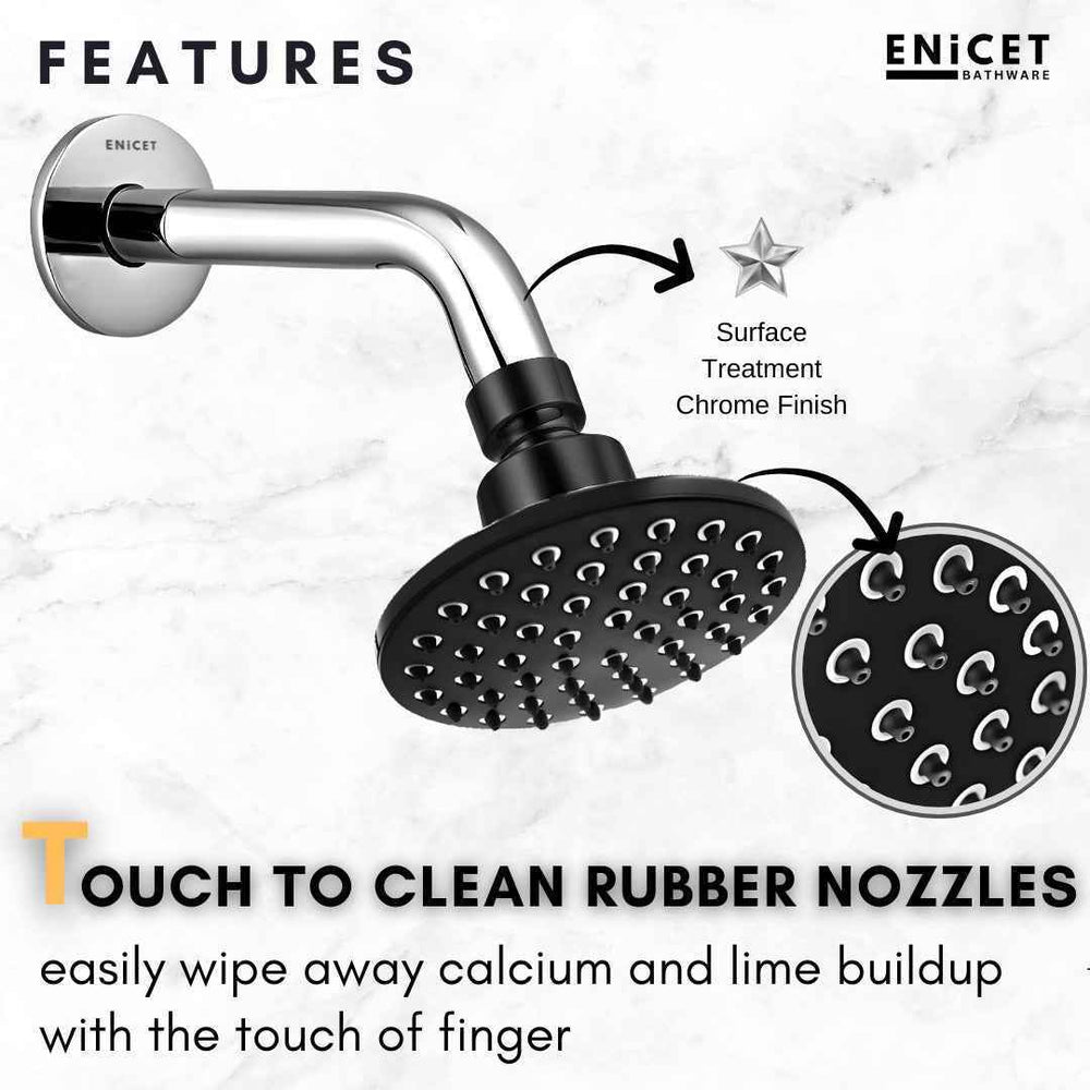 Overhead Rain Shower with Arm - ENICET 4-Inch Round Black Shower